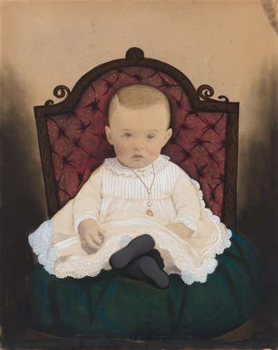 Portrett av en baby av American 19th Century