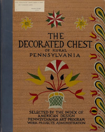 Omslag for foreslått portefølje "Decorated Chests of Rural Pennsylvania" av American 20th Century