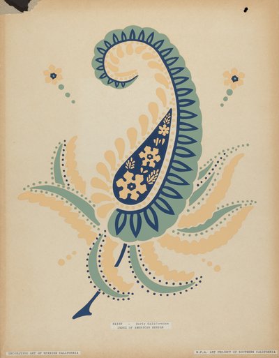 Tidlig kalifornisk skjørt fra porteføljen "Decorative Art of Spanish California" av American 20th Century