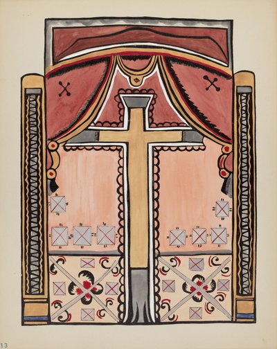 Plate 13: Design med kors, Chimayo: Fra porteføljen "Spanish Colonial Designs of New Mexico" av American 20th Century