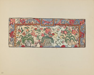 Plate 23: Maleri på bukkeskinn: Fra porteføljen "Spanish Colonial Designs of New Mexico" av American 20th Century