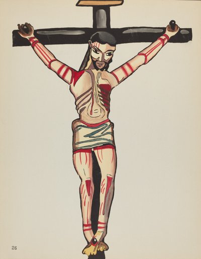 Plate 26: Kristus korsfestet: Fra porteføljen "Spanish Colonial Designs of New Mexico" av American 20th Century