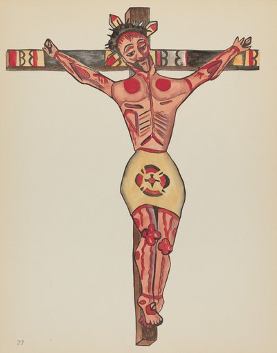 Plate 27: Kristus korsfestet: Fra porteføljen "Spanish Colonial Designs of New Mexico" av American 20th Century