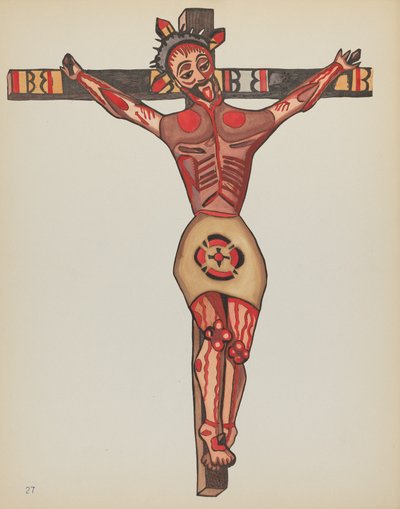Plate 27: Kristus korsfestet: Fra porteføljen "Spanish Colonial Designs of New Mexico" av American 20th Century