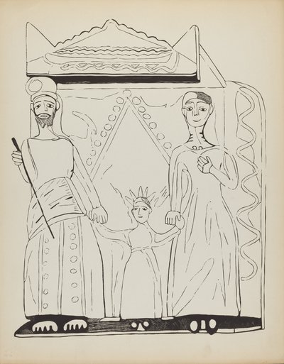Plate 28: Den hellige familie: Fra porteføljen "Spanish Colonial Designs of New Mexico" av American 20th Century