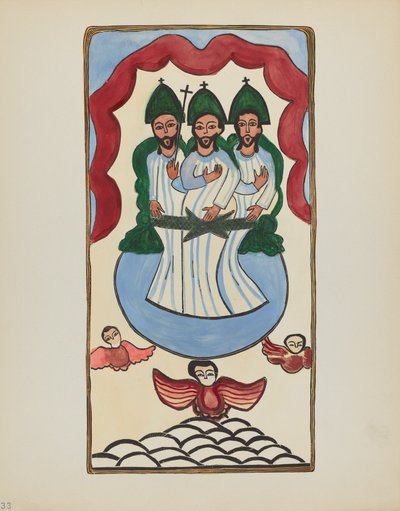 Plate 33: Den hellige treenighet: Fra porteføljen "Spanske kolonialdesign i New Mexico" av American 20th Century