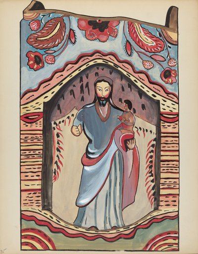 Plate 35: Saint Joseph in Wooden Niche: Fra porteføljen "Spanske kolonialdesign i New Mexico" av American 20th Century