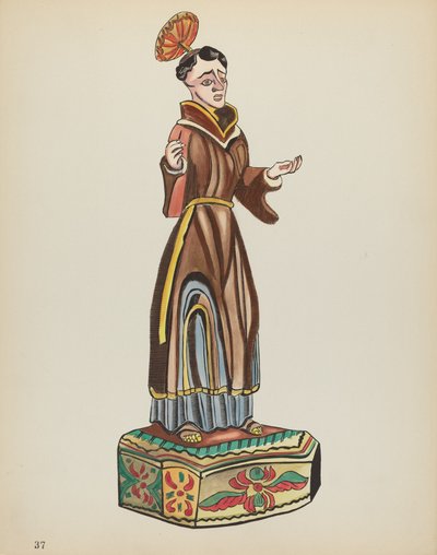 Plate 37: Saint Anthony: Fra porteføljen "Spanish Colonial Designs of New Mexico" av American 20th Century