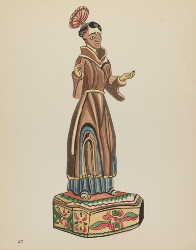 Plate 37: St. Anthony Bulto: Fra porteføljen "Spanish Colonial Designs of New Mexico av American 20th Century