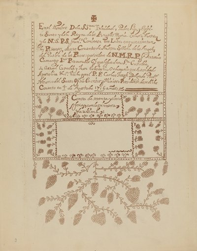 Plate 3: Pecos Book of Visitations: Fra porteføljen "Spanish Colonial Designs of New Mexico" av American 20th Century