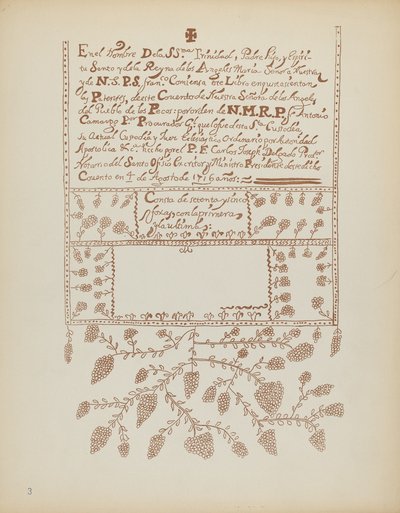 Plate 3: Pecos Book of Visitations: Fra porteføljen "Spanish Colonial Designs of New Mexico" av American 20th Century