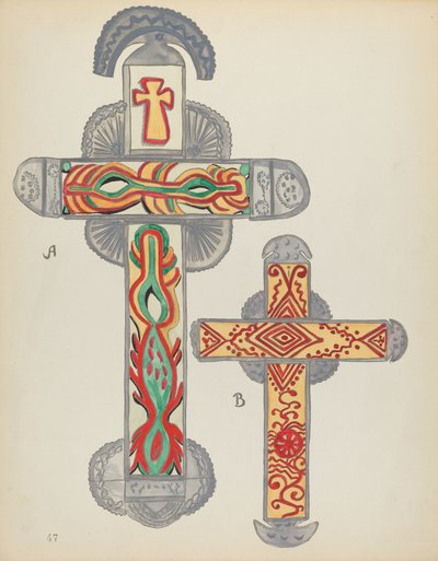 Plate 47: Kors av tinn: Fra porteføljen "Spanske kolonialdesign i New Mexico" av American 20th Century