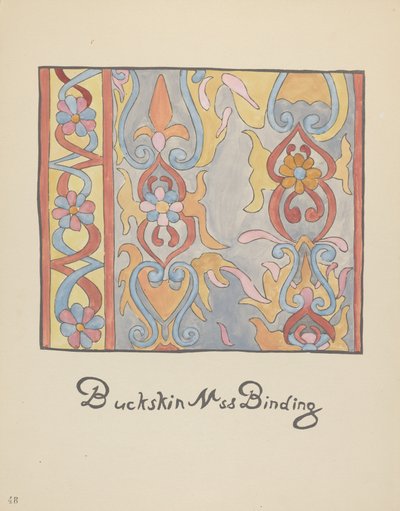Plate 48: Buckskin Design: Fra porteføljen "Spanish Colonial Designs of New Mexico" av American 20th Century