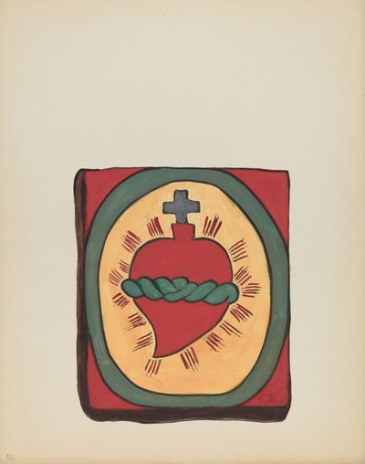 Plate 50: Sacred Heart: Fra porteføljen "Spanish Colonial Designs of New Mexico" av American 20th Century