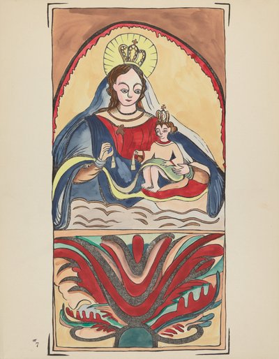 Plate 7: Our Lady of Mt. Carmel: Fra porteføljen "Spanske kolonialdesign i New Mexico" av American 20th Century