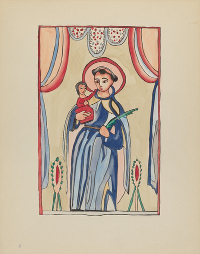 Plate 8: Saint Anthony of Padua: Fra porteføljen "Spanish Colonial Designs of New Mexico" av American 20th Century