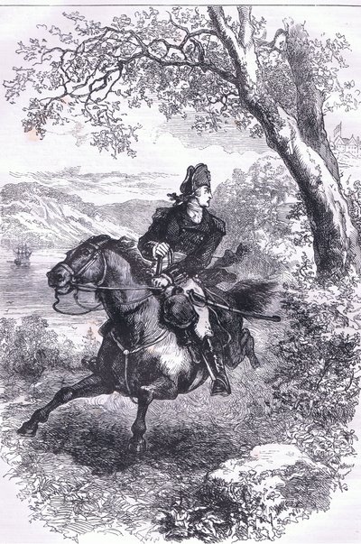 Escape of Benedict Arnold, illustrasjon fra Cassells History of the United States utgitt av Cassell, Petter & Galpin, ca. 1900 (litho) av American English school