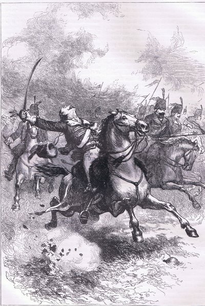 Anklagen for Pulaski, illustrasjon fra Cassells History of the United States utgitt av Cassell, Petter & Galpin, ca. 1900 (litho) av American English school