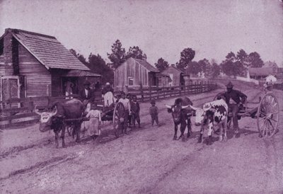 En landsbyscene med lykkelig innhold i Virginia (s/hv-bilde) av American Photographer (after)