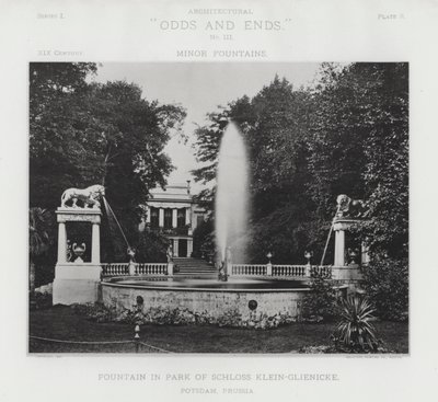 Fontene i parken ved Schloss Klein-Glienicke, Potsdam, Preussen (s/hvitt-bilde) av American Photographer (after)