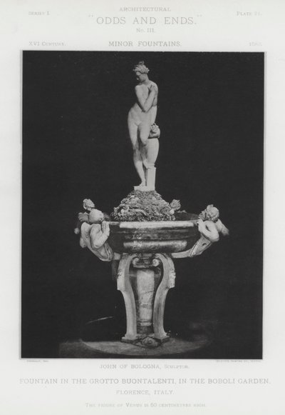 Fontene i grotten Buontalenti, i Boboli-hagen, Firenze, Italia (s/hvitt-bilde) av American Photographer (after)