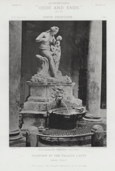 Fontene i Palazzo Lante, Roma, Italia (s/hvitt bilde) av American Photographer (after)