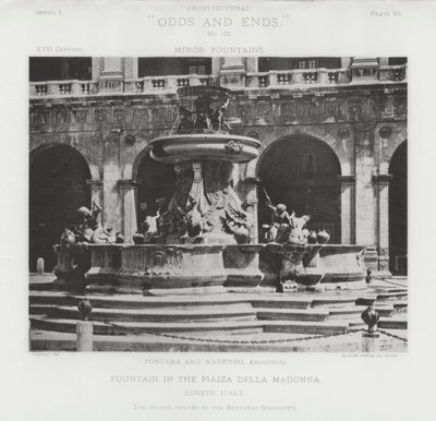 Fontene på Piazza Della Madonna, Loreto, Italia (s/hvitt-bilde) av American Photographer (after)