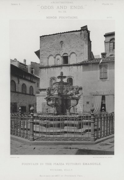 Fontene på Piazza Vittorio Emanuele, Viterbo, Italia (s/h-bilde) av American Photographer (after)
