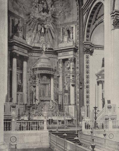 Interiør av kirken i Guadalupe (s/hvitt bilde) av American Photographer (after)
