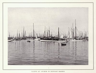 Newport, Rhode Island: Yachts at Anchor i Newport Harbor (s/hvitt bilde) av American Photographer (after)