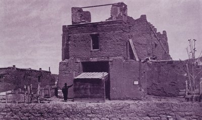 Old Church of San Miguel, Santa Fe, NM, bygget av Adobe i 1550 (s/hvitt-bilde) av American Photographer (after)