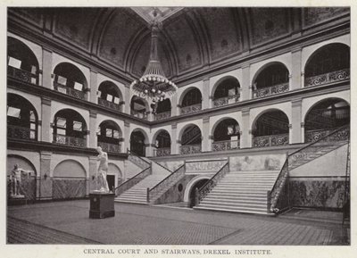 Philadelphia: Central Court and Stairways, Drexel Institute (s/hv-bilde) av American Photographer (after)