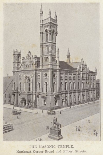 Philadelphia: The Masonic Temple, Northeast Corner Broad og Filbert Streets (s/hv-bilde) av American Photographer (after)