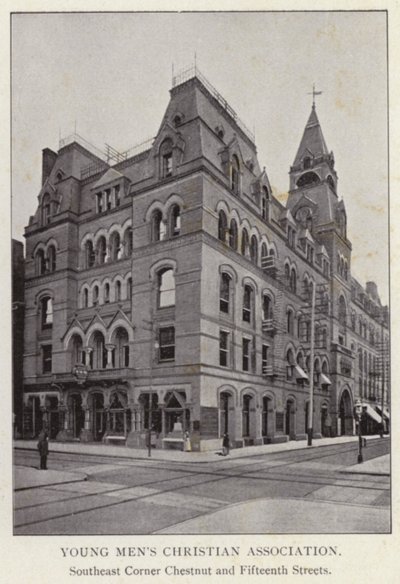 Philadelphia: Young Men's Christian Association, Southeast Corner Chestnut og Fifteenth Streets (s/hv-bilde) av American Photographer (after)