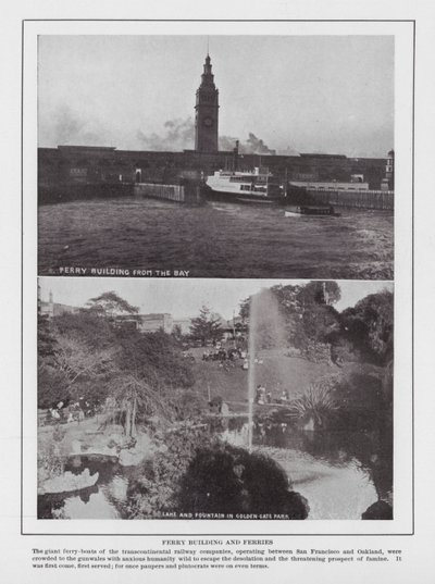 San Francisco: Ferry Building and Ferries (s/hvitt bilde) av American Photographer (after)