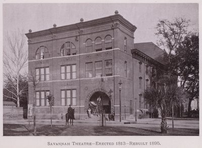 Savannah Theatre, reist 1813, gjenskapt 1895 (s/hvitt-bilde) av American Photographer (after)