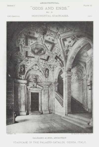 Trapp i Palazzo Cataldi, Genova, Italia (s/hv-bilde) av American Photographer (after)