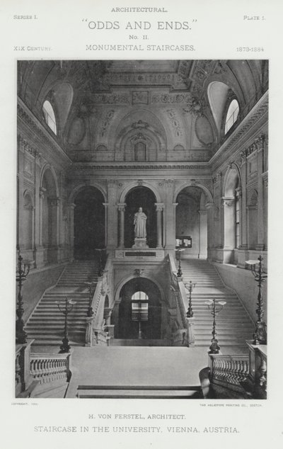 Trapp i universitetet, Wien, Østerrike (s/hvitt bilde) av American Photographer (after)
