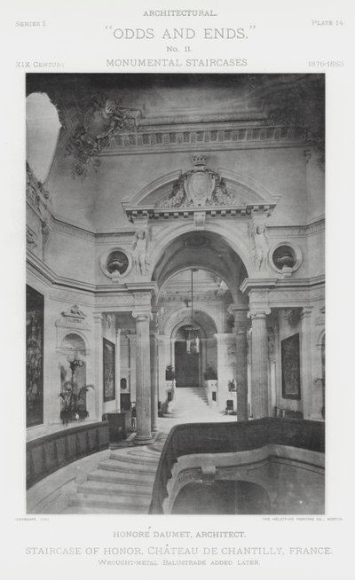 Staircase of Honor, Chateau De Chantilly, Frankrike (s/hv-bilde) av American Photographer (after)
