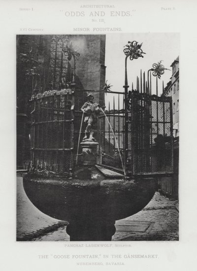 "Gåsefontenen," i Gansemarkt, Nürnberg, Bayern (s/hvitt-bilde) av American Photographer (after)