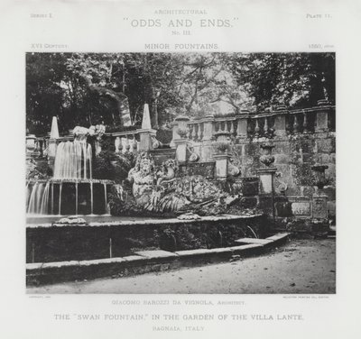 "Svanefontenen," i hagen til Villa Lante, Bagnaia, Italia (s/hvitt-bilde) av American Photographer (after)