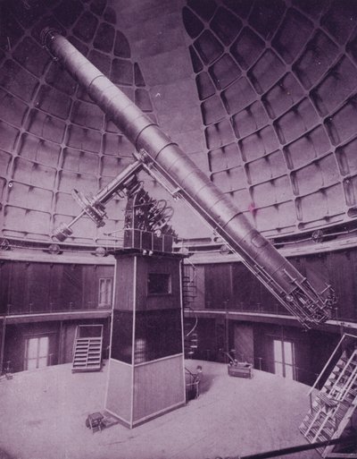 Det store teleskopet, i Lick Observatory (s/hvitt-bilde) av American Photographer (after)