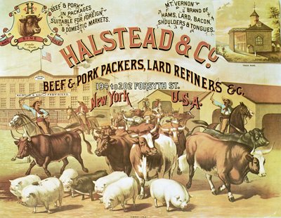 Beef & Pork Packers, ca. 1880 (farge litho) av American Photographer