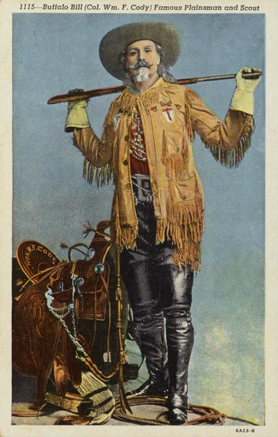 Buffalo Bill, berømt slettemann og speider (1846–1917) (fargelitografi) av American Photographer