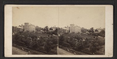 Bygning og eiendom, Oneida Community, New York State, ca. 1870 (s/hvitt-bilde) av American Photographer