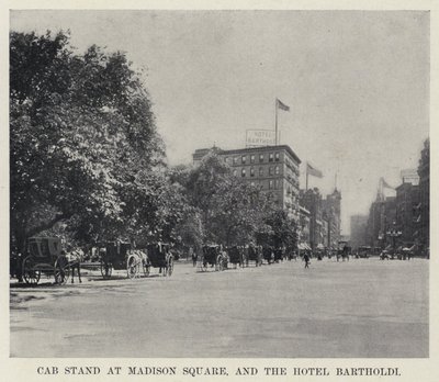 Cab Stand på Madison Square, og Hotel Bartholdi (s/h foto) av American Photographer
