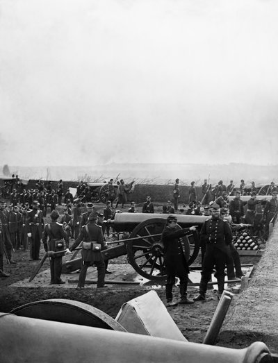 Oberst Tyler og 1st Connecticut Heavy Artillery ved Fort Richardson, sent i 1861 av American Photographer