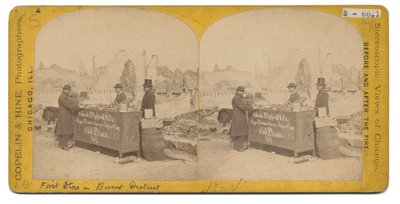 Første butikk i det brente distriktet, 1871 av American Photographer