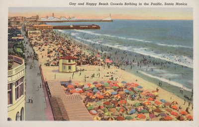 Homofile og glade strandmasser som bader i Stillehavet, Santa Monica av American Photographer