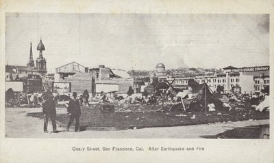 Geary Street, San Francisco, etter jordskjelvet og brannen av American Photographer